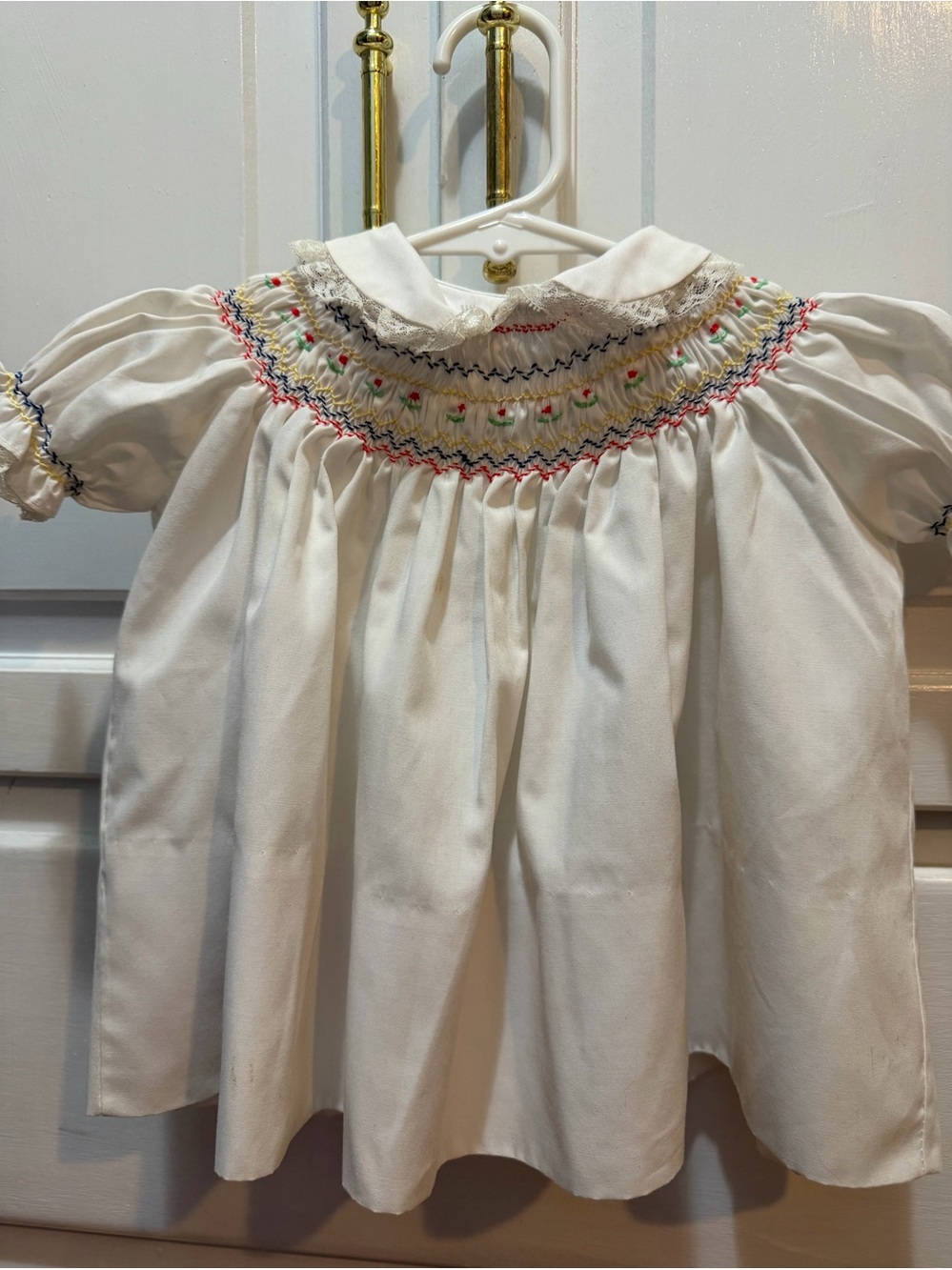 Vintage smocked baby dress Cherubs brand for Saks Fifth Avenue 1960’s 9 mo